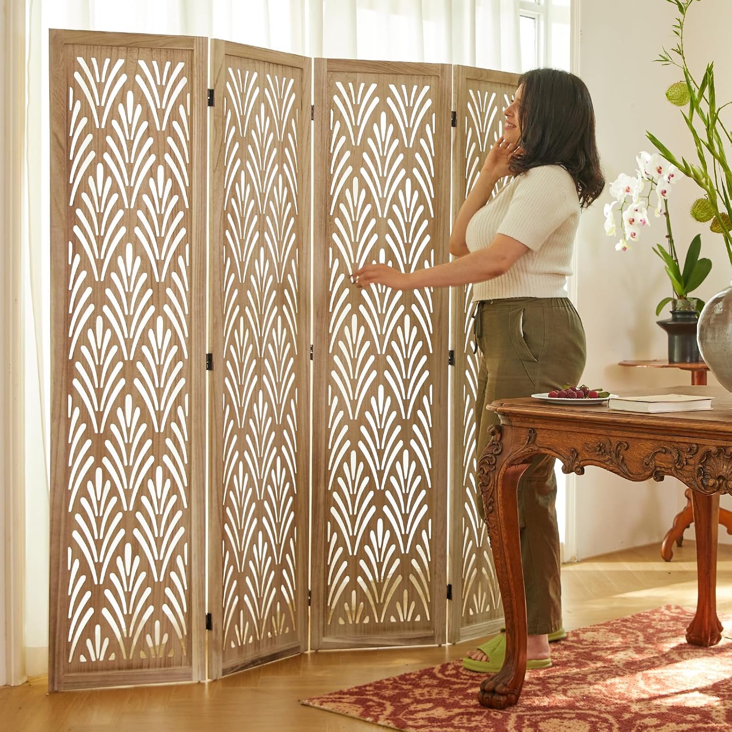 5.6Ft Folding Wood Partition S - Partition Screen Divider review and price