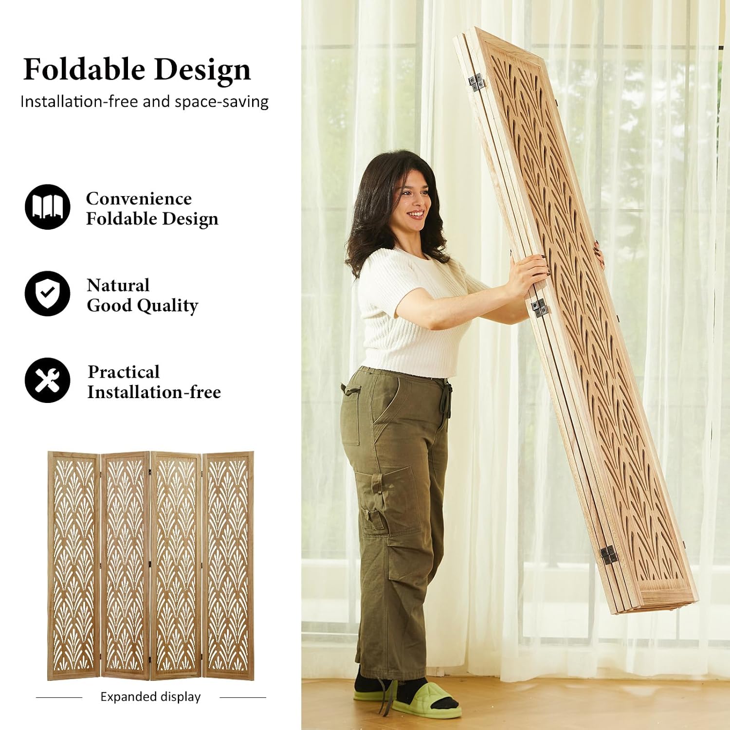 5.6Ft Folding Wood Partition S - Partition Screen Divider review and price